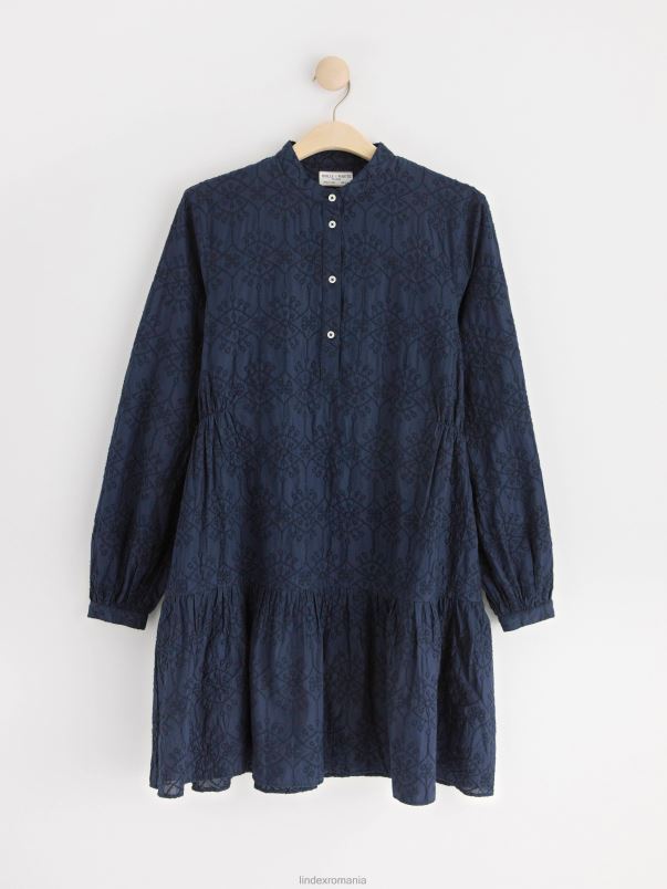 îmbrăcăminte VHZ2F34 rochie mini cu maneca lunga cu broderie femei marina Lindex