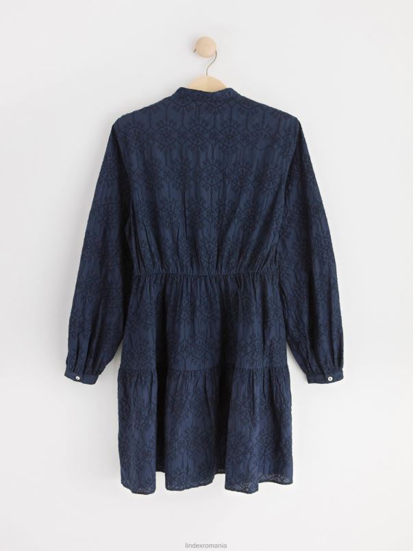 îmbrăcăminte VHZ2F34 rochie mini cu maneca lunga cu broderie femei marina Lindex