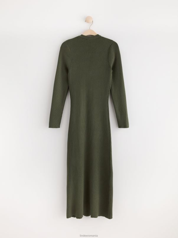 îmbrăcăminte VHZ2F40 rochie midi tricotată cu nasturi femei kaki închis Lindex