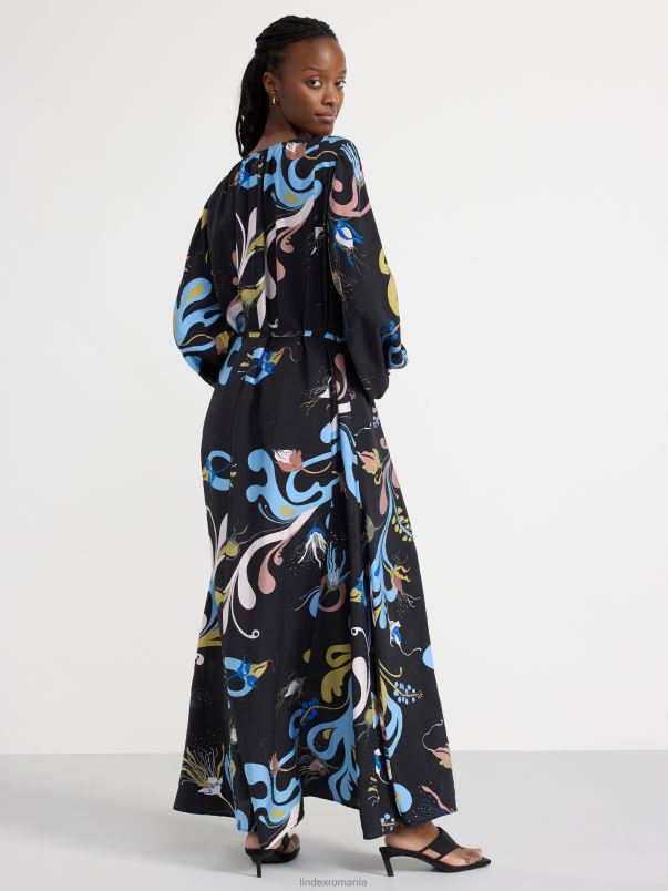 îmbrăcăminte VHZ2F44 rochie maxi cu maneci baloane femei negru Lindex