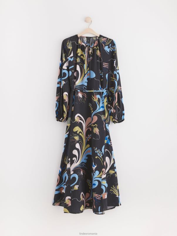 îmbrăcăminte VHZ2F44 rochie maxi cu maneci baloane femei negru Lindex