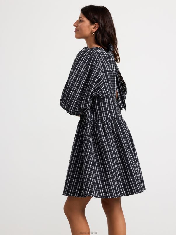 îmbrăcăminte VHZ2F4 rochie mini cu maneci bufante femei negru Lindex