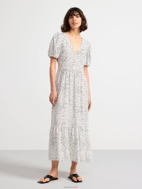 îmbrăcăminte VHZ2F55 rochie cu maneci bufante cu model femei alb deschis Lindex