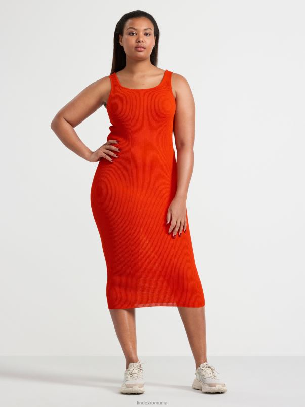 îmbrăcăminte VHZ2F57 rochie midi tricotată fără mâneci femei roșu Lindex