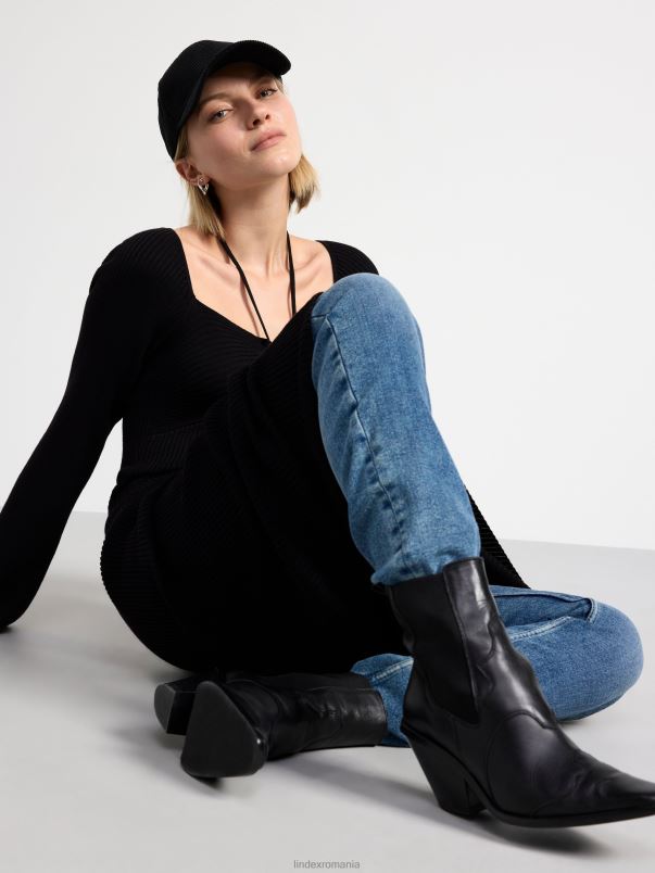 îmbrăcăminte VHZ2F5 rochie maxi tricotată în coaste femei negru Lindex