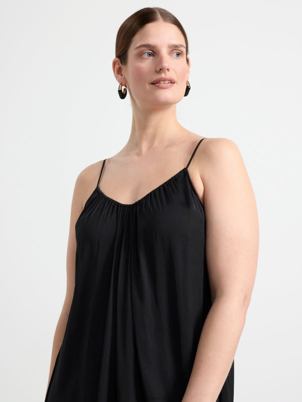 îmbrăcăminte VHZ2F82 rochie lunga din satin femei negru Lindex