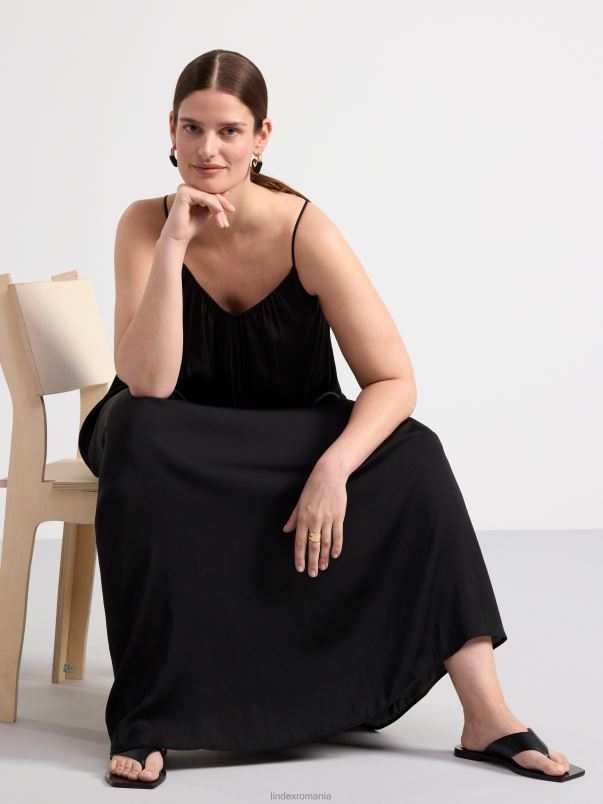 îmbrăcăminte VHZ2F82 rochie lunga din satin femei negru Lindex
