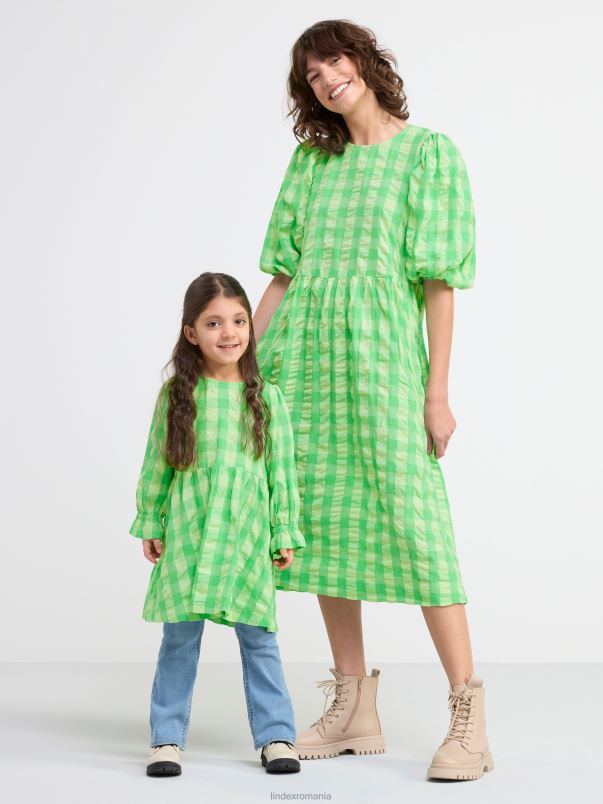 îmbrăcăminte VHZ2F99 rochie seersucker cu carouri femei verde Lindex