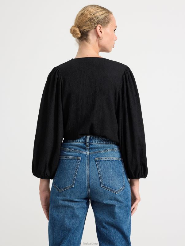 îmbrăcăminte VHZ2F212 bluză cu mâneci bufante femei negru Lindex