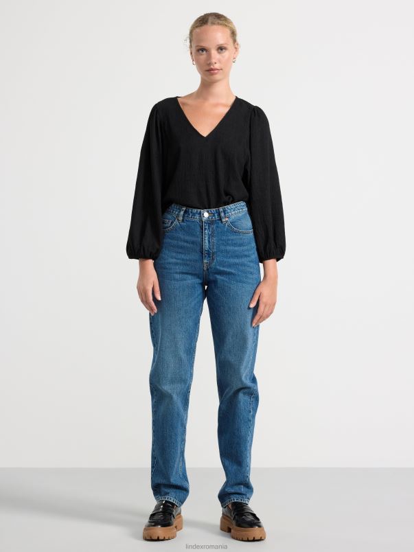 îmbrăcăminte VHZ2F212 bluză cu mâneci bufante femei negru Lindex