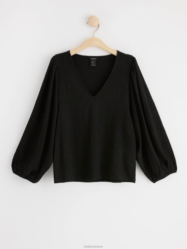 îmbrăcăminte VHZ2F212 bluză cu mâneci bufante femei negru Lindex