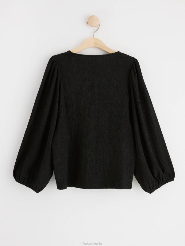 îmbrăcăminte VHZ2F212 bluză cu mâneci bufante femei negru Lindex