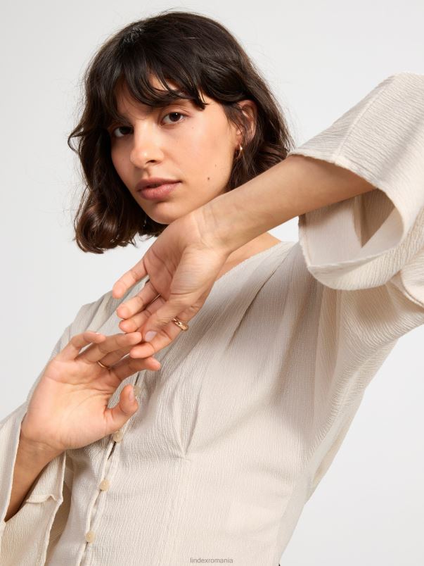 îmbrăcăminte VHZ2F241 bluză din jerseu texturat femei bej deschis Lindex