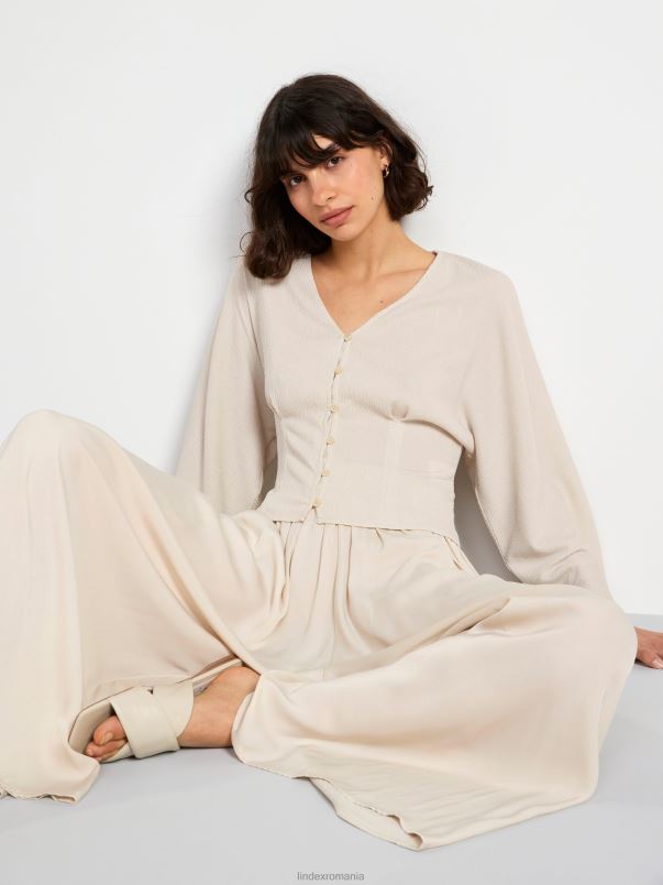 îmbrăcăminte VHZ2F241 bluză din jerseu texturat femei bej deschis Lindex