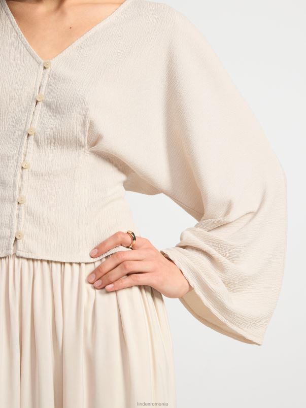 îmbrăcăminte VHZ2F241 bluză din jerseu texturat femei bej deschis Lindex