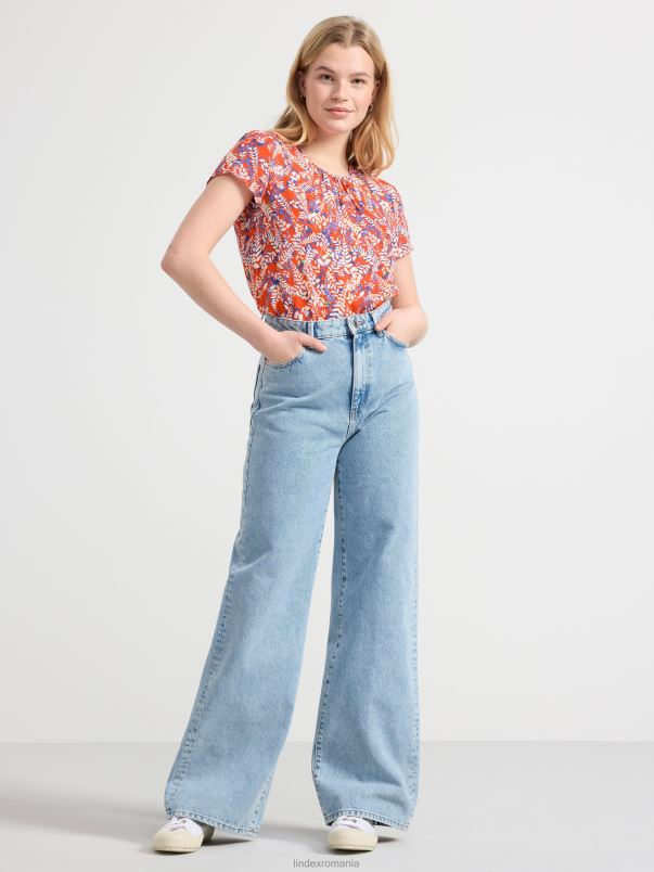 îmbrăcăminte VHZ2F277 bluză cu mânecă scurtă cu model femei roșu Lindex