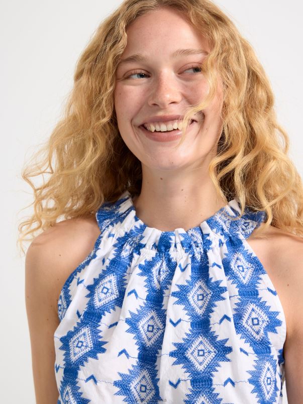 îmbrăcăminte VHZ2F331 bluză fără mâneci cu broderie femei aproape alb Lindex