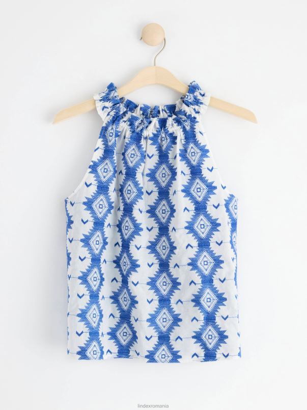 îmbrăcăminte VHZ2F331 bluză fără mâneci cu broderie femei aproape alb Lindex