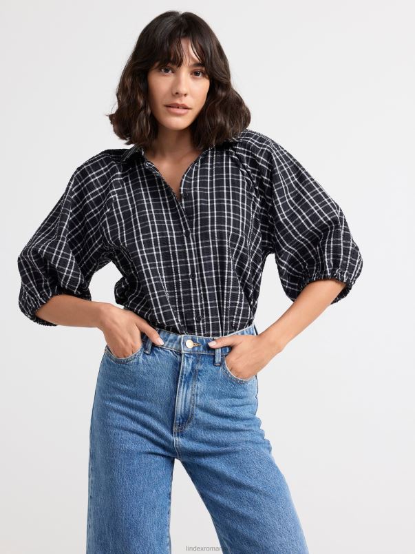 îmbrăcăminte VHZ2F379 bluză cu mâneci bufante femei negru Lindex