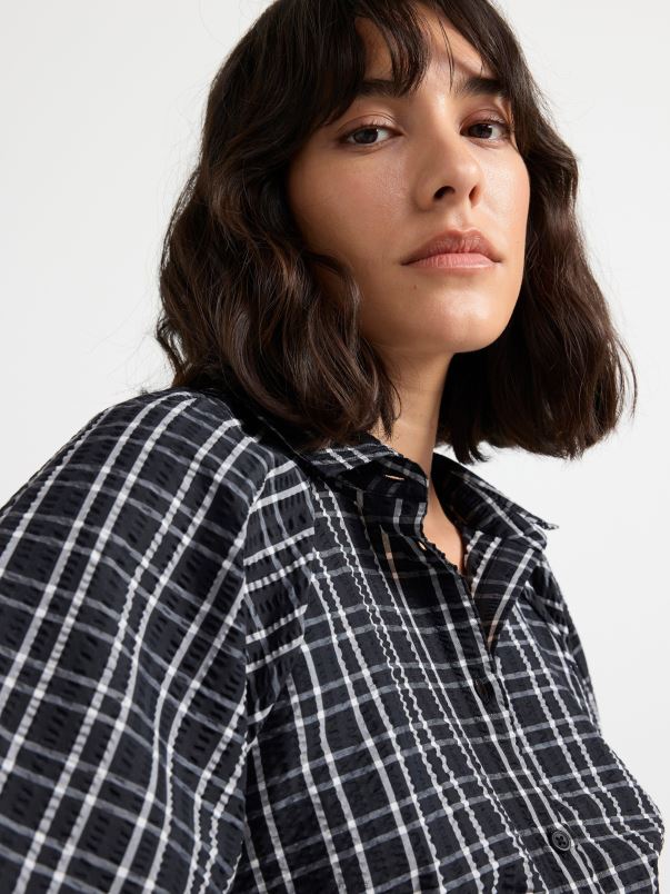 îmbrăcăminte VHZ2F379 bluză cu mâneci bufante femei negru Lindex