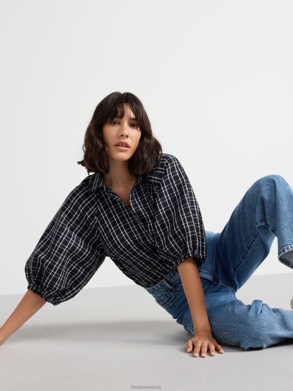 îmbrăcăminte VHZ2F379 bluză cu mâneci bufante femei negru Lindex