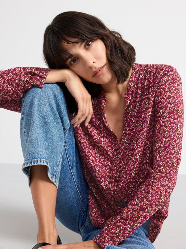 îmbrăcăminte VHZ2F381 bluză din viscoză femei roz închis Lindex