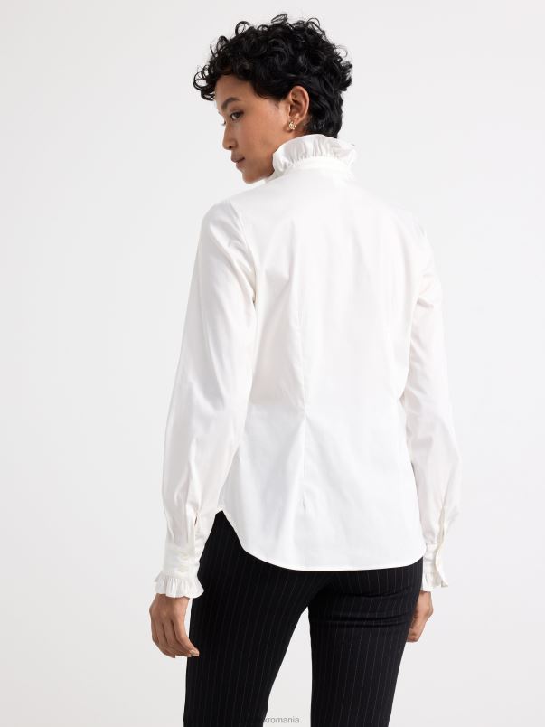 îmbrăcăminte VHZ2F388 bluza cu detalii cu volan femei alb Lindex