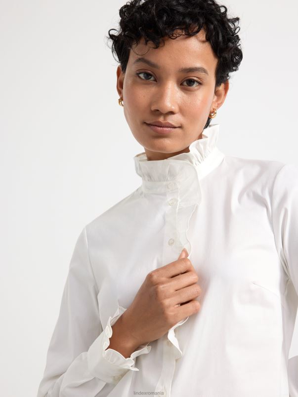 îmbrăcăminte VHZ2F388 bluza cu detalii cu volan femei alb Lindex