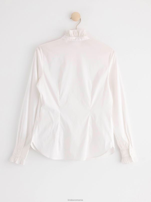 îmbrăcăminte VHZ2F388 bluza cu detalii cu volan femei alb Lindex