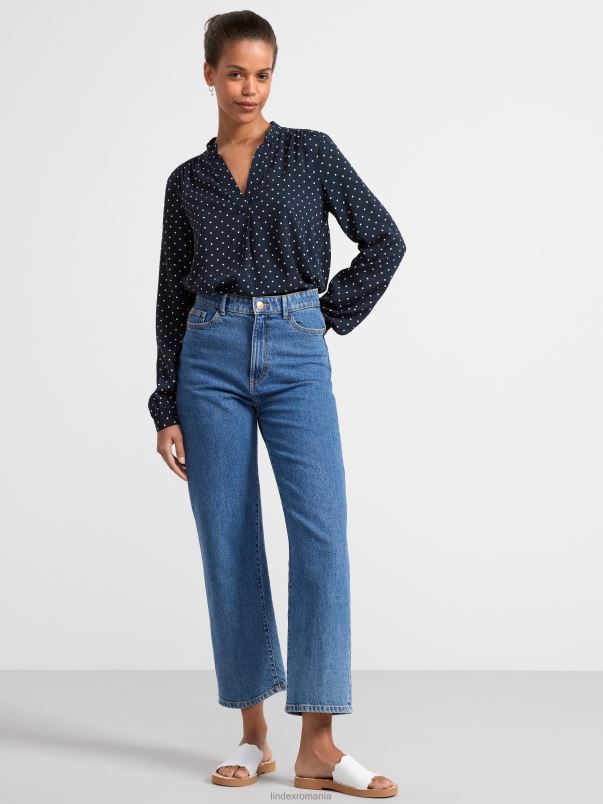 îmbrăcăminte VHZ2F392 bluza cu maneca lunga femei bleumarin inchis Lindex