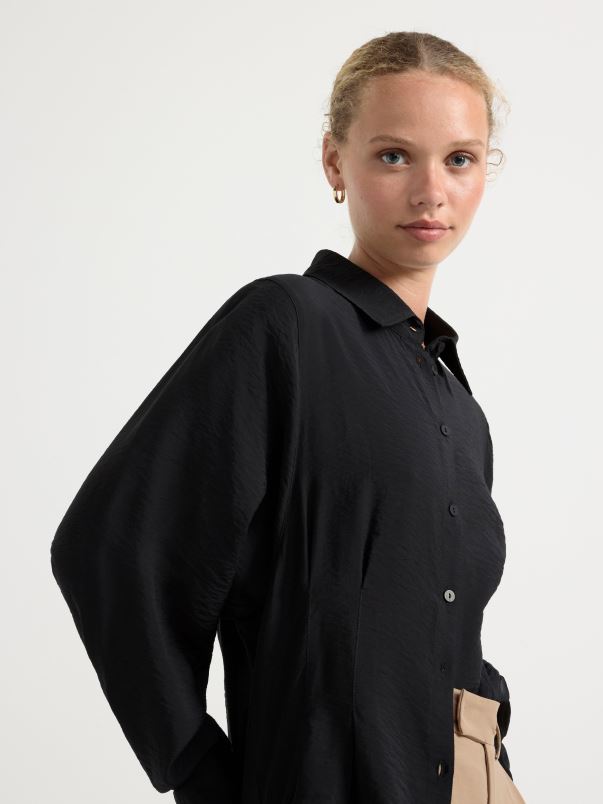 îmbrăcăminte VHZ2F401 camasa cu maneca lunga femei negru Lindex