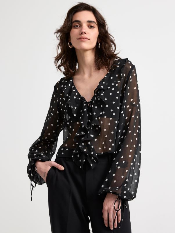îmbrăcăminte VHZ2F402 bluză din șifon femei negru Lindex