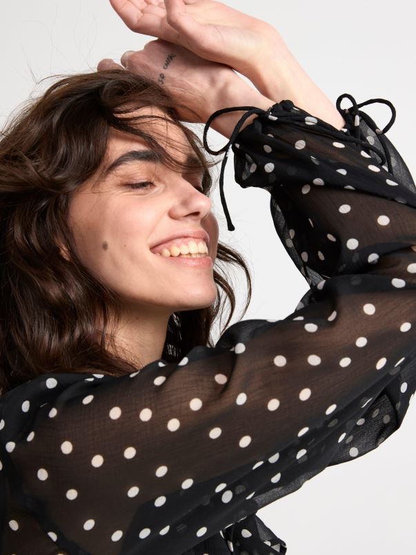 îmbrăcăminte VHZ2F402 bluză din șifon femei negru Lindex