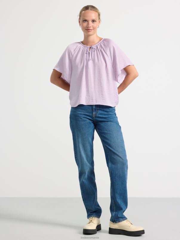 îmbrăcăminte VHZ2F410 bluză din satin cu mânecă scurtă femei liliac Lindex