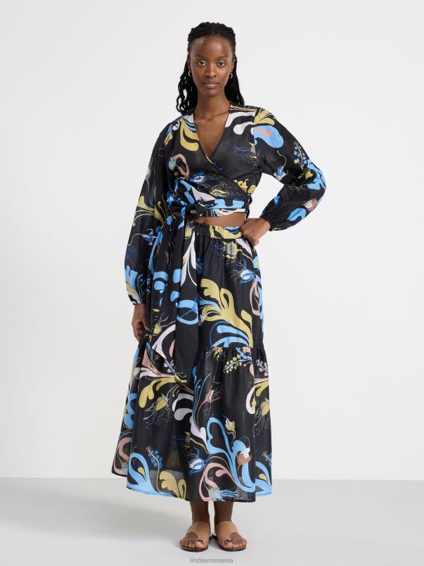 îmbrăcăminte VHZ2F412 bluză cu mâneci bufante cu model femei negru Lindex