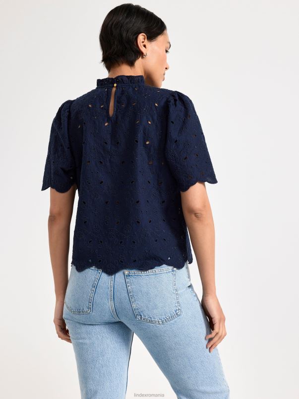 îmbrăcăminte VHZ2F421 bluză cu broderie englezească femei marina Lindex