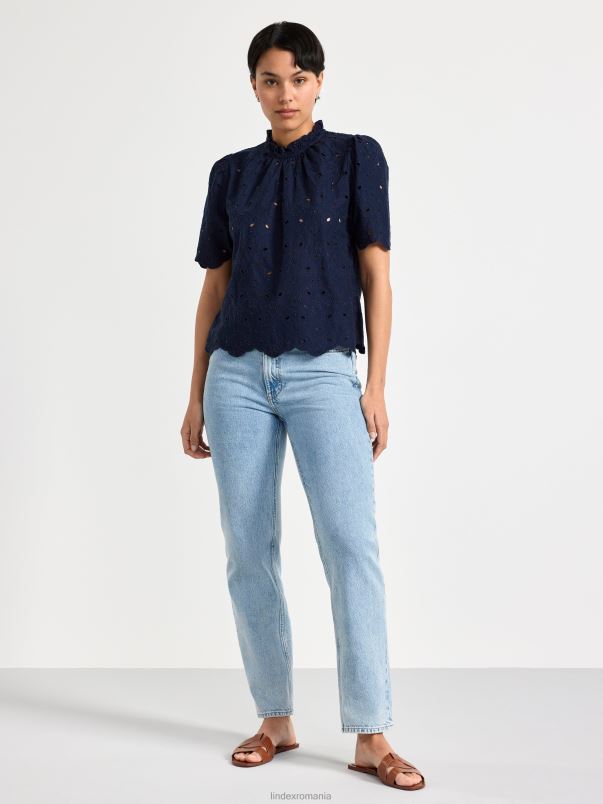 îmbrăcăminte VHZ2F421 bluză cu broderie englezească femei marina Lindex