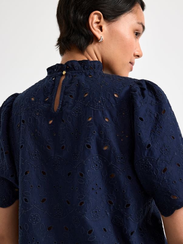 îmbrăcăminte VHZ2F421 bluză cu broderie englezească femei marina Lindex