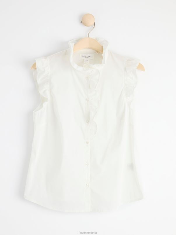 îmbrăcăminte VHZ2F429 bluză fără mâneci cu volane femei aproape alb Lindex