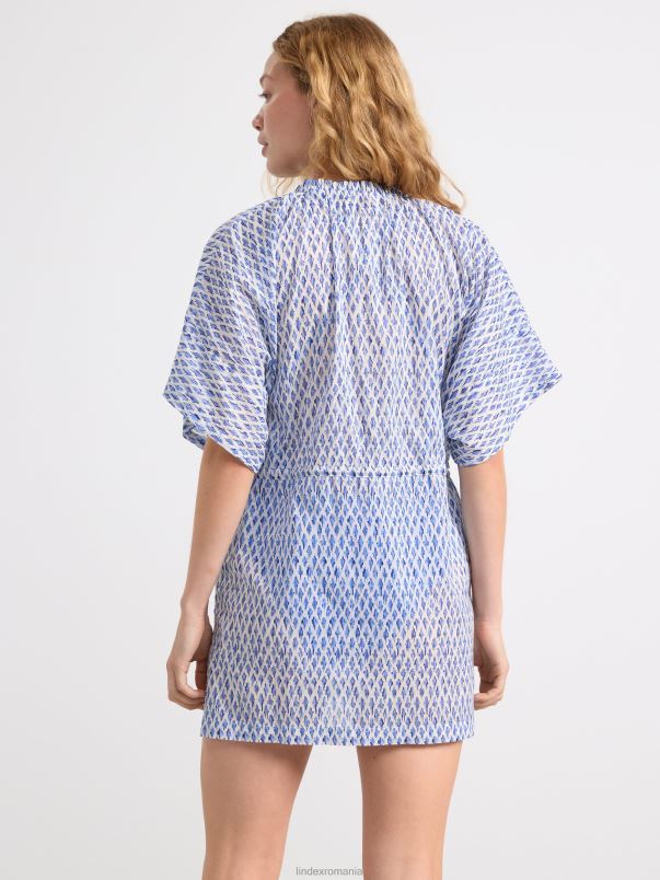 îmbrăcăminte VHZ2F435 tunică cu mânecă scurtă cu model femei albastru chambray Lindex