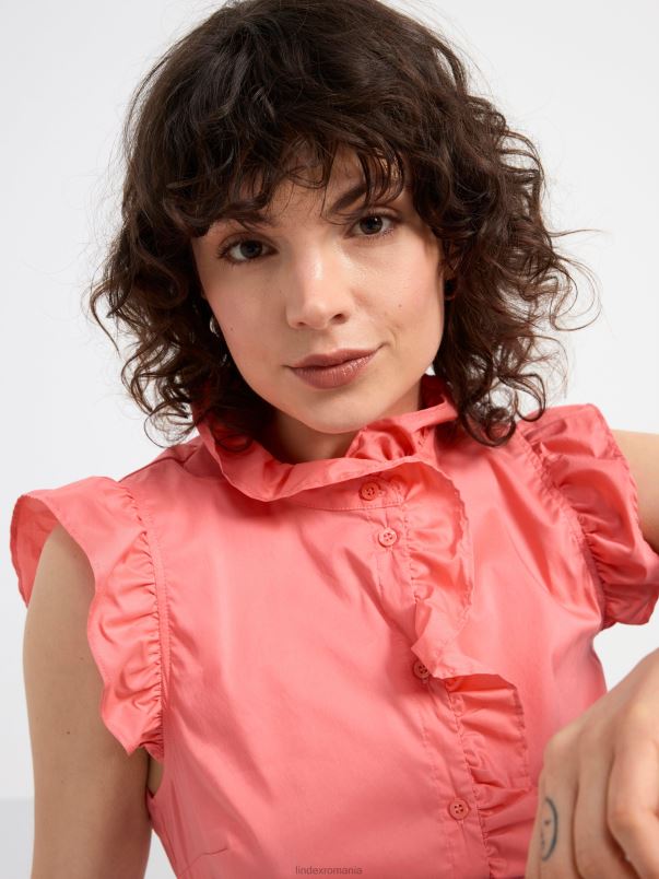 îmbrăcăminte VHZ2F446 bluză fără mâneci cu volane femei roz închis Lindex