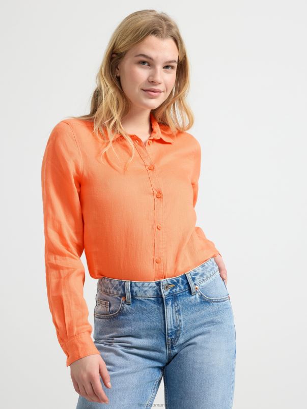 îmbrăcăminte VHZ2F455 cămașă de in femei lumina portocalie Lindex