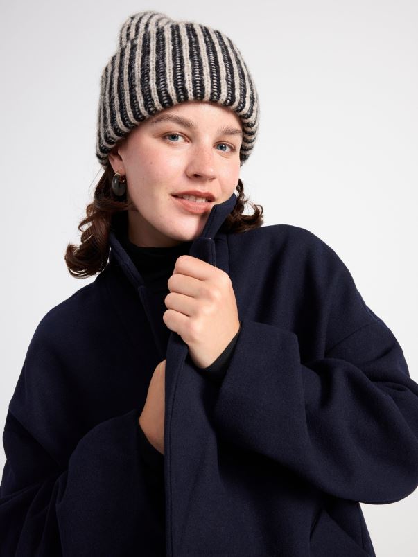 îmbrăcăminte VHZ2F832 jachetă din amestec de lână cu închidere dublu cu nasturi femei albastru inchis Lindex