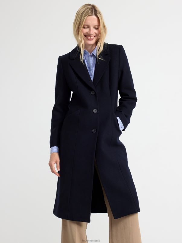 îmbrăcăminte VHZ2F841 palton din amestec de lână femei albastru inchis Lindex