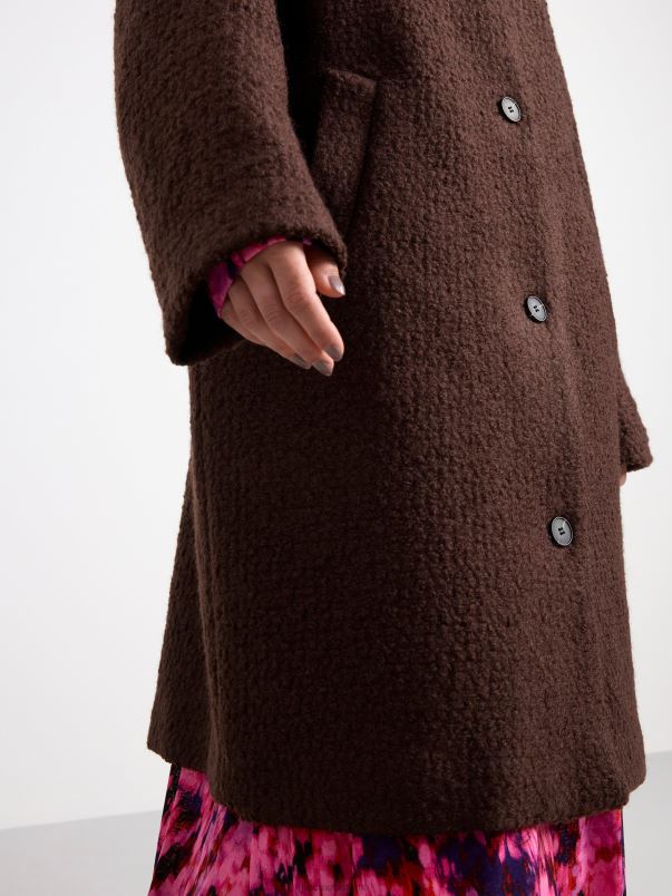 îmbrăcăminte VHZ2F843 palton din amestec de lână femei maro inchis Lindex