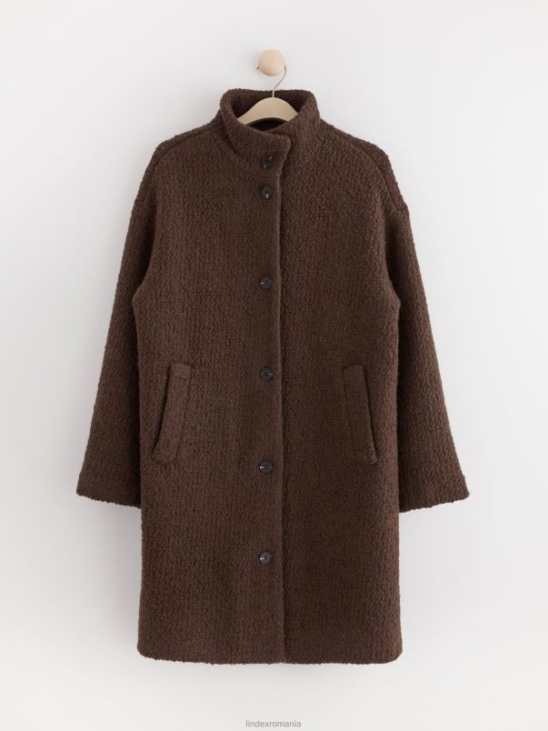 îmbrăcăminte VHZ2F843 palton din amestec de lână femei maro inchis Lindex