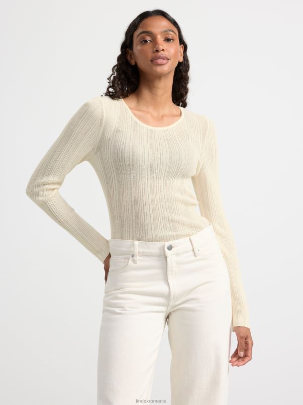 îmbrăcăminte VHZ2F726 top cu mânecă lungă cu nervuri femei alb Lindex
