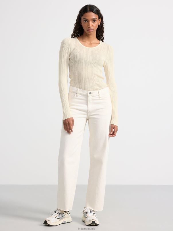 îmbrăcăminte VHZ2F726 top cu mânecă lungă cu nervuri femei alb Lindex