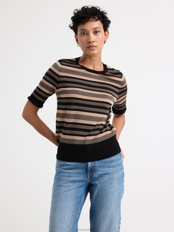 îmbrăcăminte VHZ2F755 pulover cu mânecă scurtă cu model femei negru Lindex