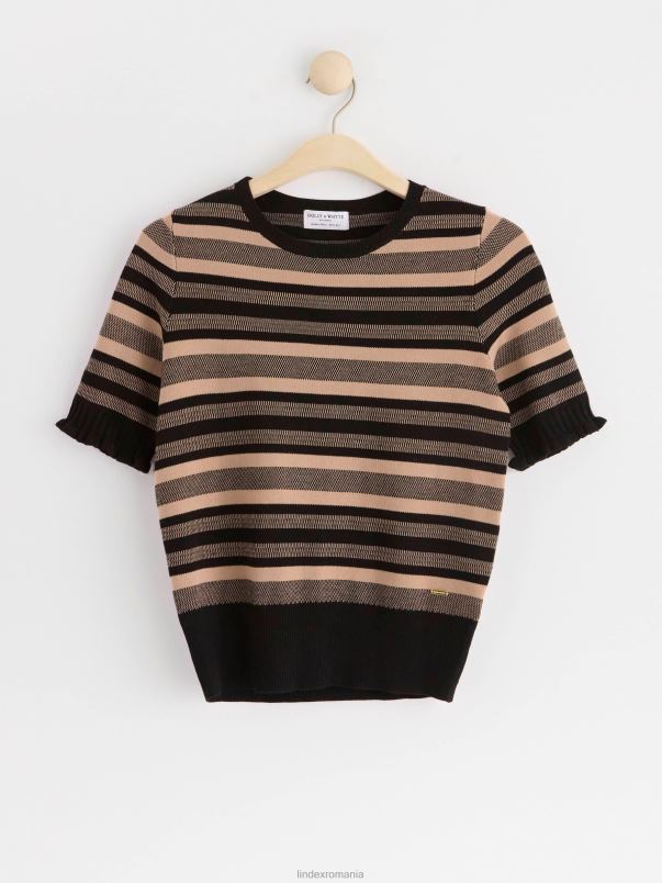 îmbrăcăminte VHZ2F755 pulover cu mânecă scurtă cu model femei negru Lindex